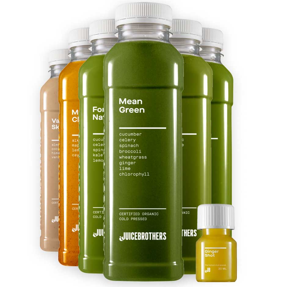 Sapkuur Deepest Juicebrothers detox, Master Cleanse, Mean Green, Easy Going, Force of Nature, Vanilla sky and ginger shot