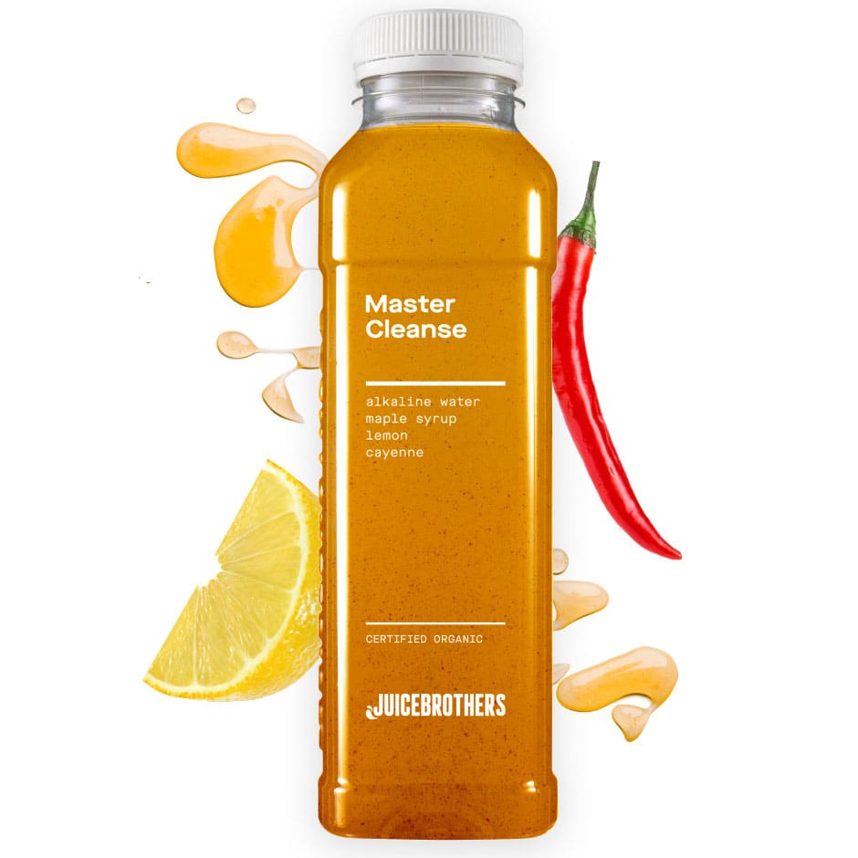 Juicebrothers Master Cleanse detox sap alkaline water, citroen, cayenne peper en ahorn siroop