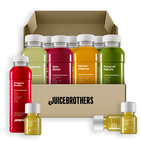 Beauty Pack Juicebrothers juice pack with detox juices or as vegetable pack and fruit box