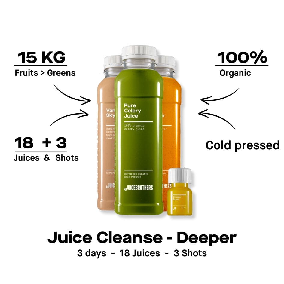 juicebrothers sapkuur 3 dagen deeper detox kuur met groente en fruit sappen